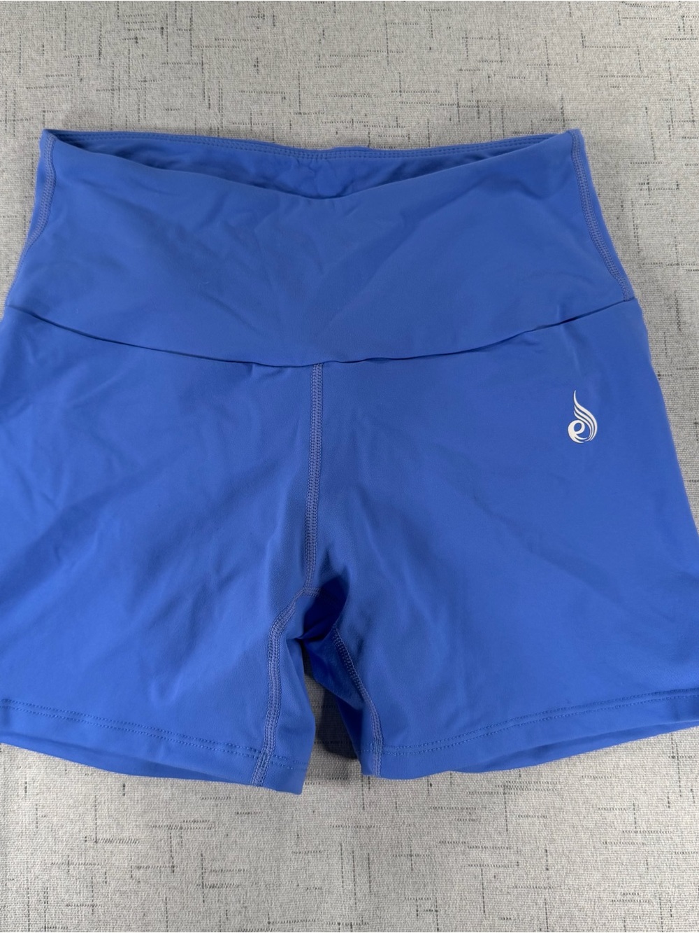 Ryderwear Women’s Athletic Shorts Blue Logo Solid Knit Stretch Pull On 3"